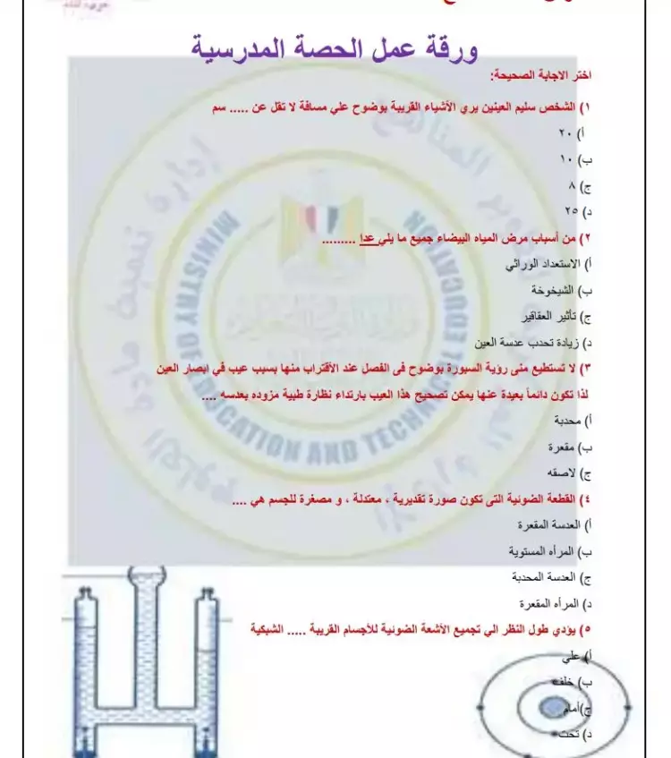 الواجب المنزلي والتقييم الأسبوعي والأداء الصفي علوم الصف الثالث الإعدادي الأسبوع التاسع 2024