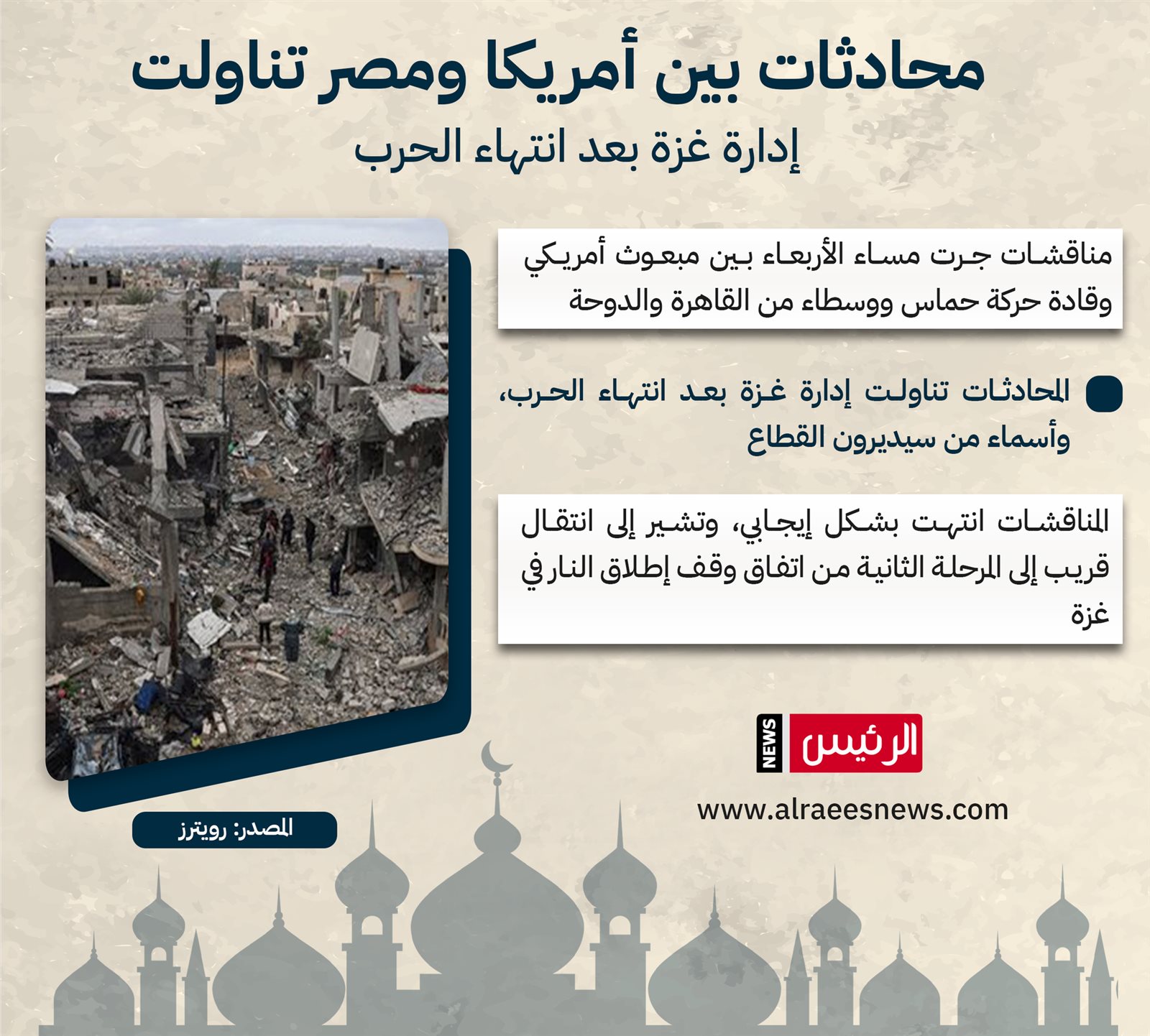 محادثات بين أمريكا ومصر تناولت إدارة غزة بعد انتهاء الحرب