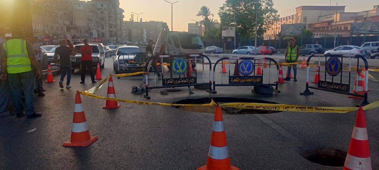 هبوط أرضي أسفل كوبري التجنيد.. محافظة القاهرة تكشف التفاصيل (صور)
