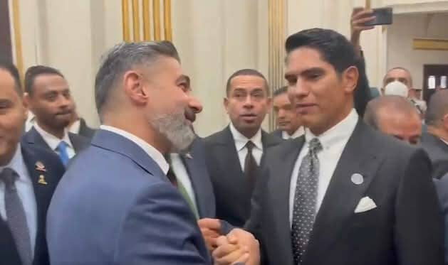 صور سلام وأحضان بين أبو هشيمة وياسر جلال قبل أداء اليمين الدستورية بمجلس الشيوخ