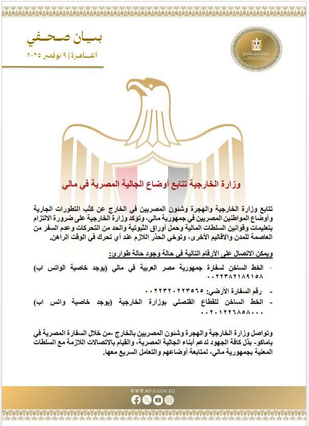 أول رد فعل من الخارجية بشأن اختطاف 3 مصريين في مالي