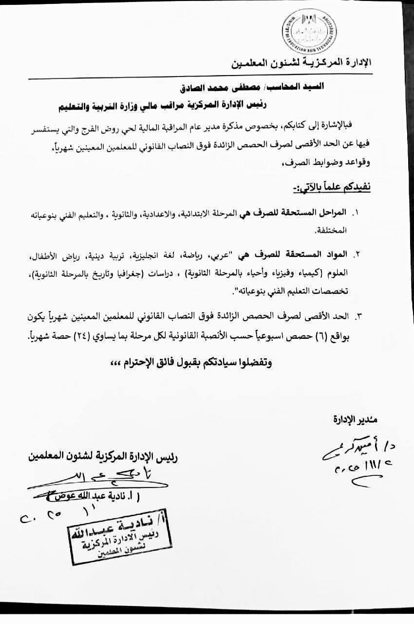 6 أسبوعيا.. ضوابط صرف الحصص الزائدة فوق النصاب القانوني للمعلمين المعينين شهريا