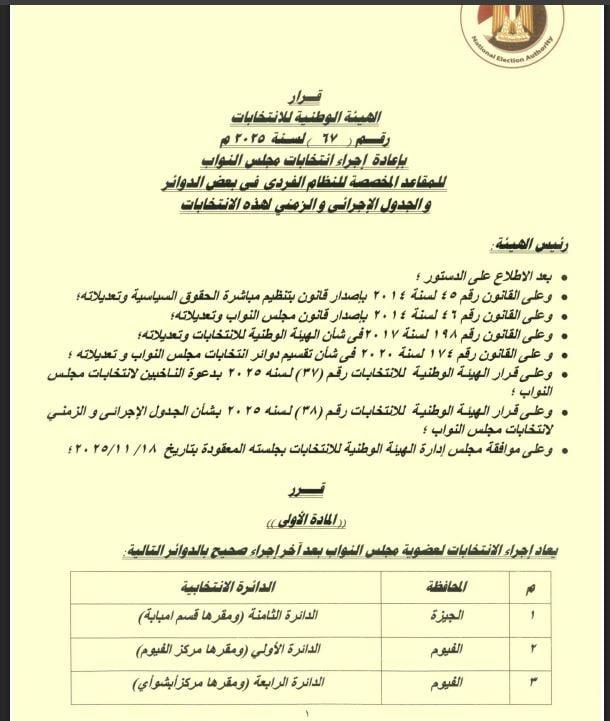 حماة الوطن: إلغاء الانتخابات بـ 19 دائرة انتخابية سابقة برلمانية تاريخية
