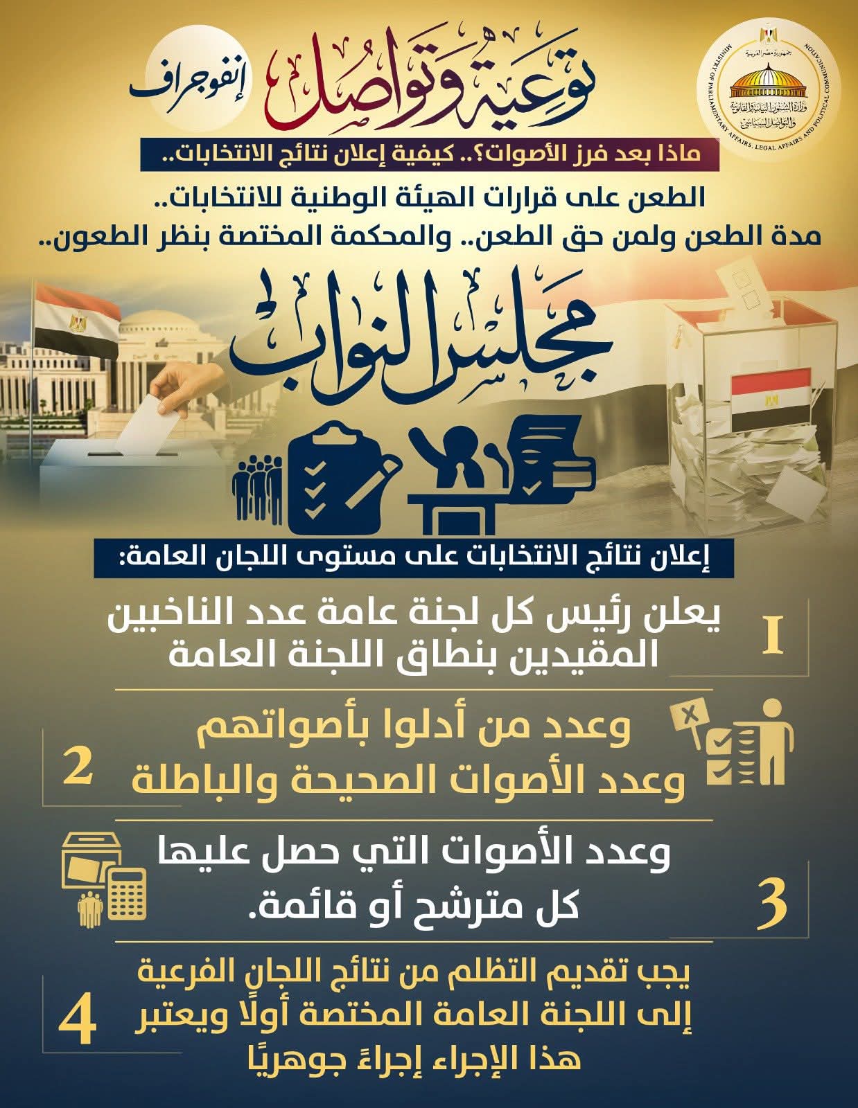 انتخابات النواب 2025 ماذا بعد فرز الأصوات؟.. إجراءات النتائج والطعن