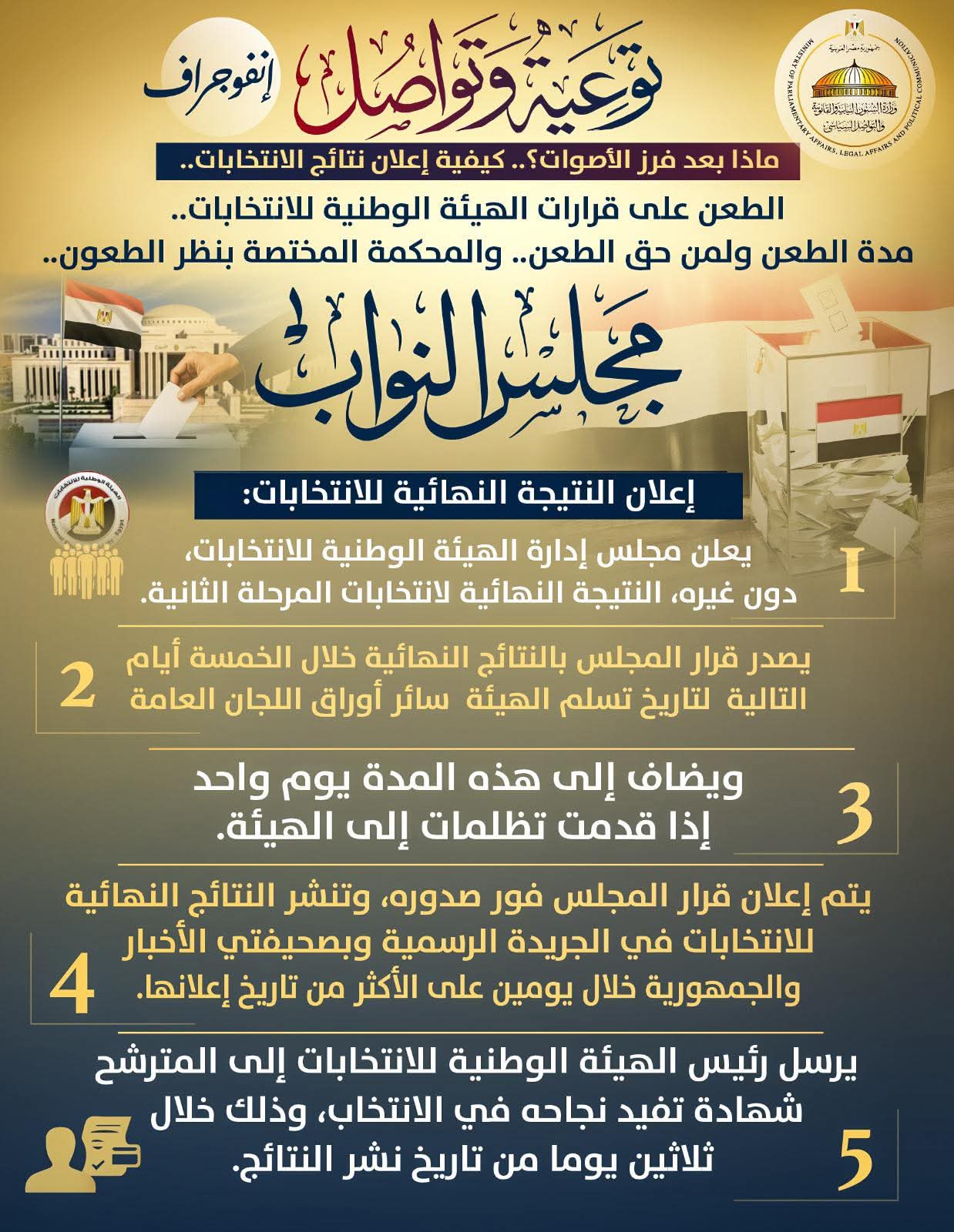 انتخابات النواب 2025 ماذا بعد فرز الأصوات؟.. إجراءات النتائج والطعن