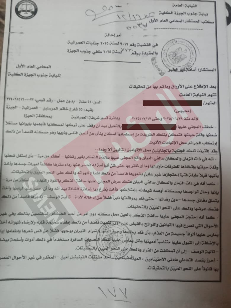 تعذيب عاطل لفتاة بالعمرانية لمدة 20 يوما