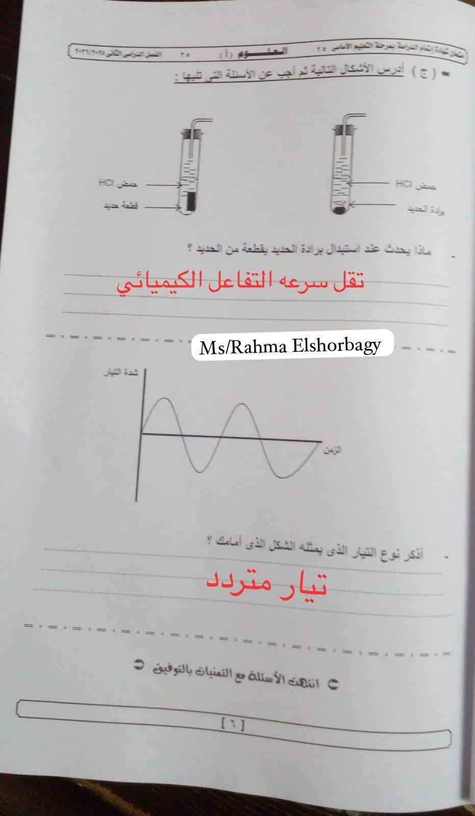 اجابة امتحان علوم 3 اعدادي 2026 الترم التاني محافظه الجيزه