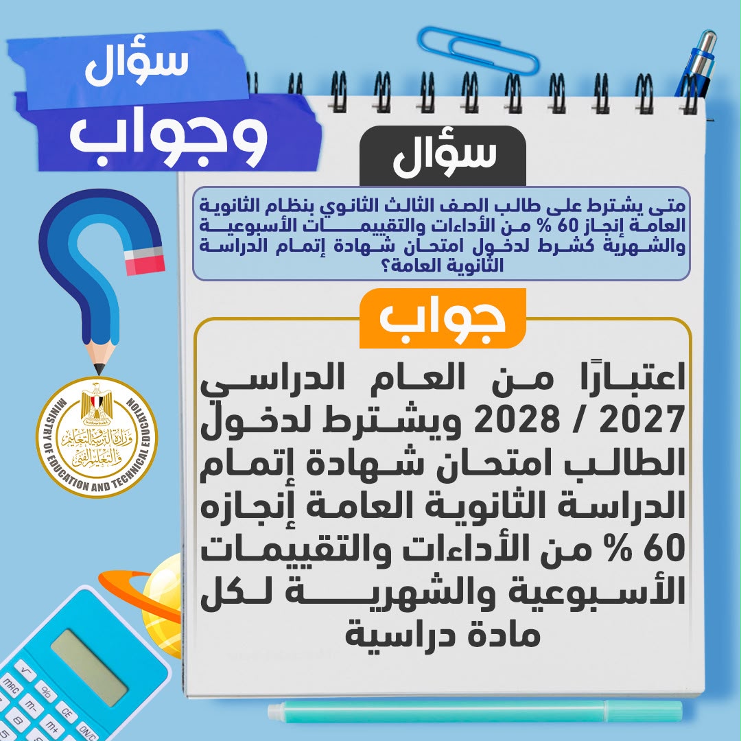 التعليم: المجموع النهائي البكالوريا 600 درجة وإنجاز 60٪ تقييمات شرط دخول الامتحانات