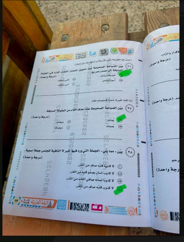 نموذج حل امتحان العربي للصف الثالث الثانوي الدور الثاني 2026