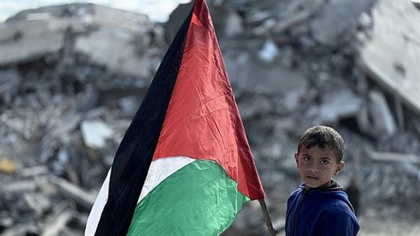 طفل يحمل علم فلسطين
