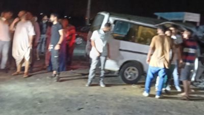 حادث تصادم ميكروباص    